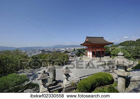 "View of Kyoto as seen from the Kiyomizu-dera Temple, the gatehouse and stone lanterns in the foreground, Japan, East Asia, Asia" View Large Photo Image Stock Photo - "View of Kyoto as seen from the Kiyomizu-dera Temple, the gatehouse and stone lanterns in the foreground, Japan, East Asia, Asia". Fotosearch