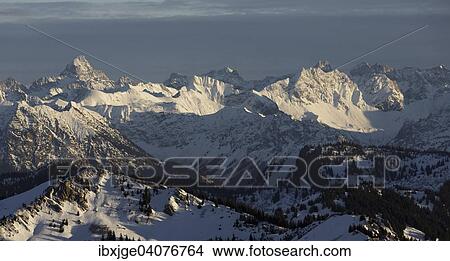 "View of Mt Hochvogel, 2592 m, in winter, evening light, from Mt Hochgrat, Allgau Alps, Bavaria, Germany, Europe" View Large Photo Image Picture - "View of Mt Hochvogel, 2592 m, in winter, evening light, from Mt Hochgrat, Allgau Alps, Bavaria, Germany, Europe". Fotosearch
