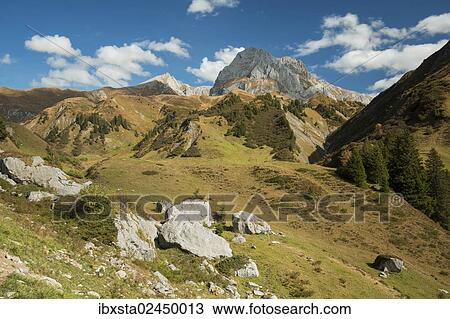 "View of Mt Wildgrubenspitze at Spullersee Lake in Vorarlberg, Austria, Europe" View Large Photo Image Stock Image - "View of Mt Wildgrubenspitze at Spullersee Lake in Vorarlberg, Austria, Europe". Fotosearch
