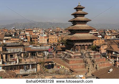 "View of Nyatapola Temple and the roofs of the city, Bhaktapur, Nepal, Asia" View Large Photo Image Stock Photo - "View of Nyatapola Temple and the roofs of the city, Bhaktapur, Nepal, Asia". Fotosearch