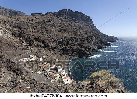 Picture - "View of Playa de Alojera and the rocky coast, La Gomera, Canary Islands, Spain, Europe". Fotosearch