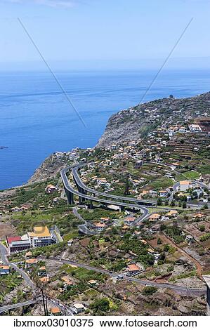 "View of Quinta Grande with the motorway on the coast towards Funchal, Funchal Pico dos Barcelos, Quinta Grande, Ilha da Madeira, Portugal, Europe" View Large Photo Image Stock Photography - "View of Quinta Grande with the motorway on the coast towards Funchal, Funchal Pico dos Barcelos, Quinta Grande, Ilha da Madeira, Portugal, Europe". Fotosearch