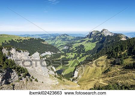 "View of the Appenzell Alps as seen from the geological mountain trail, Hoher Kasten mountain, 1794m, on the right, and the Alp Sigel on the left, canton of Appenzell Inner-Rhodes, Switzerland, Europe" View Large Photo Image Stock Image - "View of the Appenzell Alps as seen from the geological mountain trail, Hoher Kasten mountain, 1794m, on the right, and the Alp Sigel on the left, canton of Appenzell Inner-Rhodes, Switzerland, Europe". Fotosearch