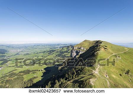 "View of the Appenzellerland region as seen from Hoher Kasten mountain, 1794m, Kamor mountain, 1751m, on the right, canton of Appenzell Inner-Rhodes, Switzerland, Europe" View Large Photo Image Stock Photo - "View of the Appenzellerland region as seen from Hoher Kasten mountain, 1794m, Kamor mountain, 1751m, on the right, canton of Appenzell Inner-Rhodes, Switzerland, Europe". Fotosearch