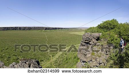 "View of the Asbyrgi with the Eyjan crag, Joekulsargljufur National Park, Iceland, Europe" View Large Photo Image Stock Photo - "View of the Asbyrgi with the Eyjan crag, Joekulsargljufur National Park, Iceland, Europe". Fotosearch