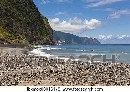 Stock Photo - "View of the cliff coast of Madeira near Sao Vicente, Boa Ventura, Sao Vicente, Ilha da Madeira, Portugal, Europe". Fotosearch