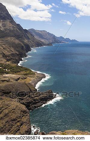 Picture - "View of the cliffs at El Risco, Agaete Region, Gran Canaria, Canary Islands, Spain, Europe, PublicGround, Europe". Fotosearch