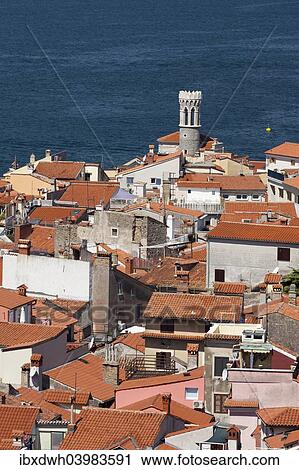 "View of the historic centre with lighthouse, Piran, Istria, Slovenia, Europe" View Large Photo Image Stock Image - "View of the historic centre with lighthouse, Piran, Istria, Slovenia, Europe". Fotosearch