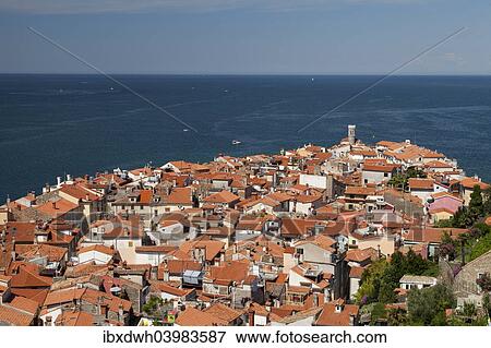 "View of the historic centre with lighthouse, Piran, Istria, Slovenia, Europe" View Large Photo Image Stock Photo - "View of the historic centre with lighthouse, Piran, Istria, Slovenia, Europe". Fotosearch