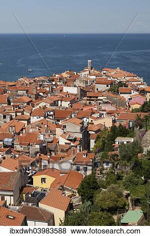 "View of the historic centre with lighthouse, Piran, Istria, Slovenia, Europe" View Large Photo Image Stock Photo - "View of the historic centre with lighthouse, Piran, Istria, Slovenia, Europe". Fotosearch