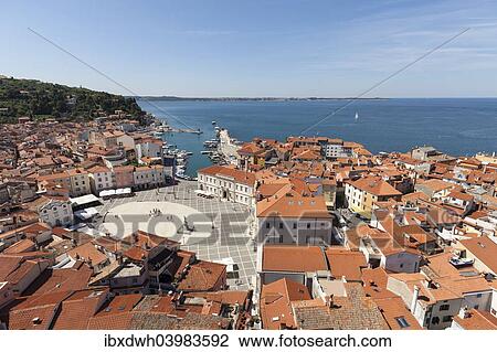 "View of the historic centre with the harbour and Tartini Square, Piran, Istria, Slovenia, Europe" View Large Photo Image Stock Image - "View of the historic centre with the harbour and Tartini Square, Piran, Istria, Slovenia, Europe". Fotosearch