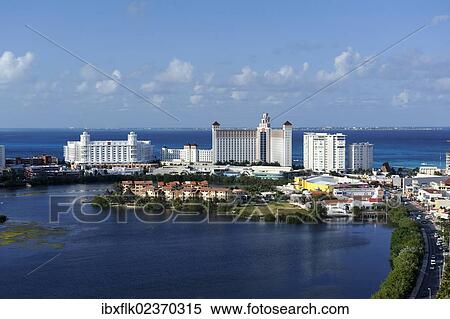 "View of the lagoon, hotels and the Caribbean, Cancun, Yucatan Peninsula, Quintana Roo, Mexico, Latin America, North America" View Large Photo Image Stock Photography - "View of the lagoon, hotels and the Caribbean, Cancun, Yucatan Peninsula, Quintana Roo, Mexico, Latin America, North America". Fotosearch