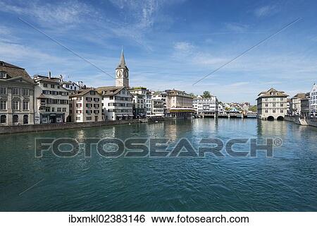 "View of the Limmat river with the old town promenade, Zurich, Canton Zurich, Switzerland, Europe" View Large Photo Image Stock Photograph - "View of the Limmat river with the old town promenade, Zurich, Canton Zurich, Switzerland, Europe". Fotosearch