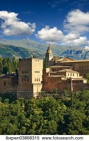"View of the Moorish Islamic Alhambra Palace complex and fortifications, Alhambra Palace, Granada, Andalusia, Spain, Europe" View Large Photo Image Stock Photography - "View of the Moorish Islamic Alhambra Palace complex and fortifications, Alhambra Palace, Granada, Andalusia, Spain, Europe". Fotosearch