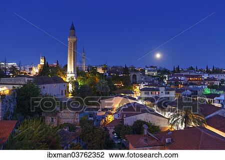 "View of the old town with Fluted Minaret, Kaleici, Antalya, Antalya Province, Turkey, Asia" View Large Photo Image Stock Image - "View of the old town with Fluted Minaret, Kaleici, Antalya, Antalya Province, Turkey, Asia". Fotosearch
