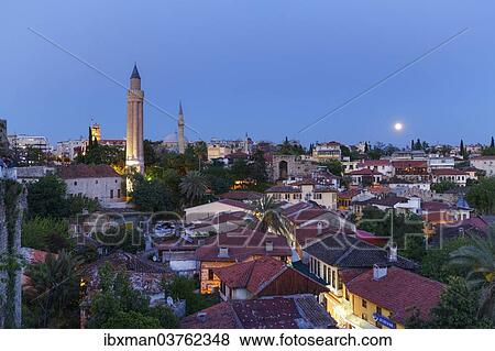 "View of the old town with Fluted Minaret, Kaleici, Antalya, Antalya Province, Turkey, Asia" View Large Photo Image Stock Photo - "View of the old town with Fluted Minaret, Kaleici, Antalya, Antalya Province, Turkey, Asia". Fotosearch
