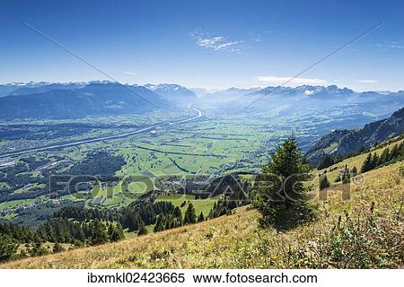 "View of the Rhine valley as seen from the geological mountain trail, canton of Appenzell Inner-Rhodes, Switzerland, Europe" View Large Photo Image Stock Photography - "View of the Rhine valley as seen from the geological mountain trail, canton of Appenzell Inner-Rhodes, Switzerland, Europe". Fotosearch