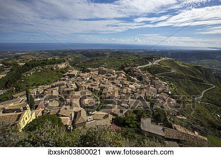 Stock Image - "View of the town of Gerace, Calabria, Italy, Europe". Fotosearch