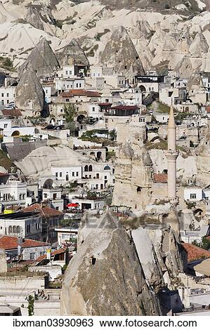 Stock Image - "View of the town of Goreme, Cappadocia, Central Anatolia Region, Anatolia, Turkey, Asia". Fotosearch
