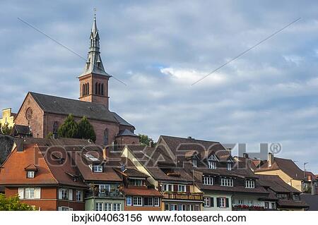 Stock Photograph - "View of the town of Laufenburg with the Holy Spirit Church, Laufenburg, Black Forest, Baden-Wurttemberg, Germany, Europe". Fotosearch