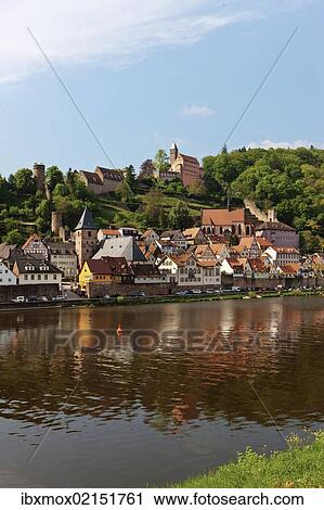 "View of the town with Hirschhorn Castle, Marktkirche Church, the Carmelite Monastery and the Neckar River, Hirschhorn, Neckartal-Odenwald Nature Reserve, Hesse, Germany, Europe, PublicGround, Europe" View Large Photo Image Stock Image - "View of the town with Hirschhorn Castle, Marktkirche Church, the Carmelite Monastery and the Neckar River, Hirschhorn, Neckartal-Odenwald Nature Reserve, Hesse, Germany, Europe, PublicGround, Europe". Fotosearch