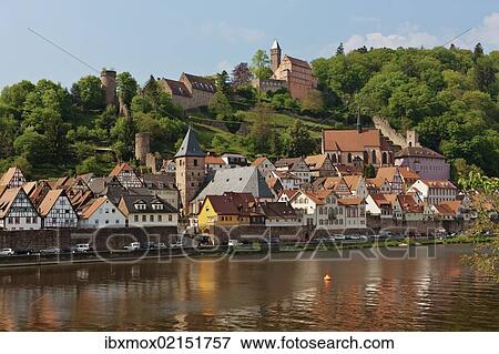 "View of the town with Hirschhorn Castle, Marktkirche Church, the Carmelite Monastery and the Neckar River, Hirschhorn, Neckartal-Odenwald Nature Reserve, Hesse, Germany, Europe, PublicGround, Europe" View Large Photo Image Stock Photo - "View of the town with Hirschhorn Castle, Marktkirche Church, the Carmelite Monastery and the Neckar River, Hirschhorn, Neckartal-Odenwald Nature Reserve, Hesse, Germany, Europe, PublicGround, Europe". Fotosearch