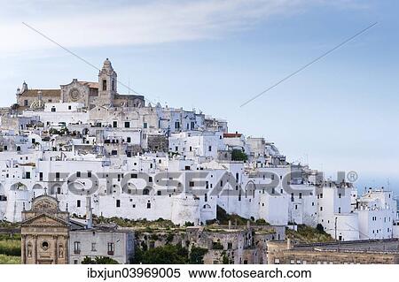 "View of the town with the cathedral, Ostuni, Apulia, Italy, Europe" View Large Photo Image Stock Photography - "View of the town with the cathedral, Ostuni, Apulia, Italy, Europe". Fotosearch