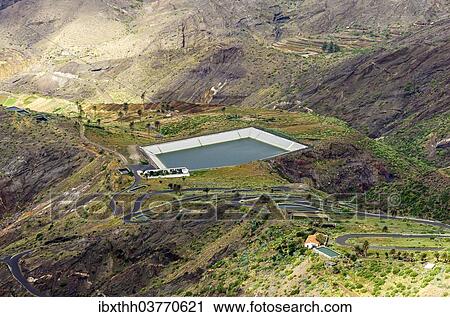 "View of the valley with a reservoir, Alojera, La Gomera, Canary Islands, Spain, Europe" View Large Photo Image Stock Image - "View of the valley with a reservoir, Alojera, La Gomera, Canary Islands, Spain, Europe". Fotosearch