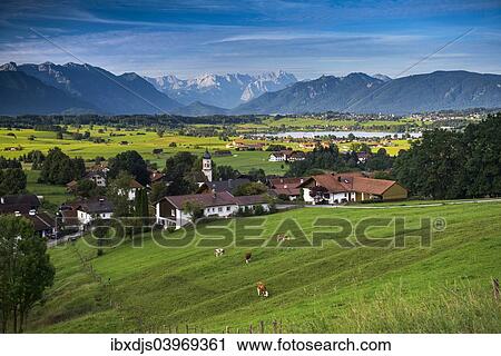 "View of the village Aidling, Riegsee Lake, Upper Bavaria, Bavaria, Germany, Europe" View Large Photo Image Stock Image - "View of the village Aidling, Riegsee Lake, Upper Bavaria, Bavaria, Germany, Europe". Fotosearch