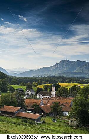 Stock Photo - "View of the village of Aidling, Upper Bavaria, Bavaria, Germany, Europe". Fotosearch