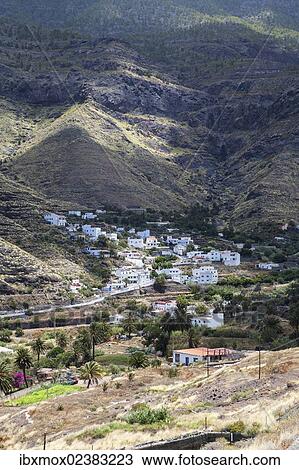 Stock Image - "View of the village of El Risco, Gran Canaria, Canary Islands, Spain, Europe, PublicGround, Europe". Fotosearch