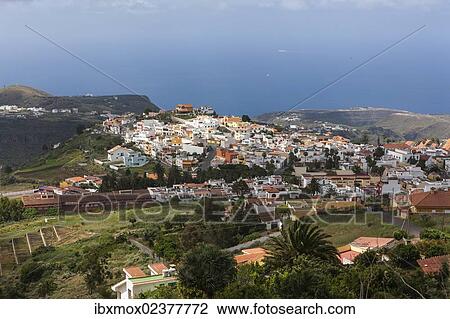Stock Image - "View of the village of Firgas, Gran Canaria, Canary Islands, Spain, Europe, PublicGround, Europe". Fotosearch