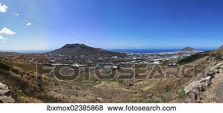 "View of the village of Galdar de Sardina and Mount Pico de Galdar, Galdar, Gran Canaria, Canary Islands, Spain, Europe, PublicGround, Europe" View Large Photo Image Stock Photo - "View of the village of Galdar de Sardina and Mount Pico de Galdar, Galdar, Gran Canaria, Canary Islands, Spain, Europe, PublicGround, Europe". Fotosearch