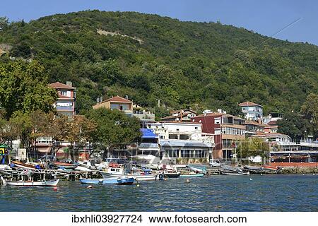 "View of the village of Rumeli Kavagi from the Bosphorus, Sariyer, Istanbul, European side, Turkey, Asia" View Large Photo Image Picture - "View of the village of Rumeli Kavagi from the Bosphorus, Sariyer, Istanbul, European side, Turkey, Asia". Fotosearch
