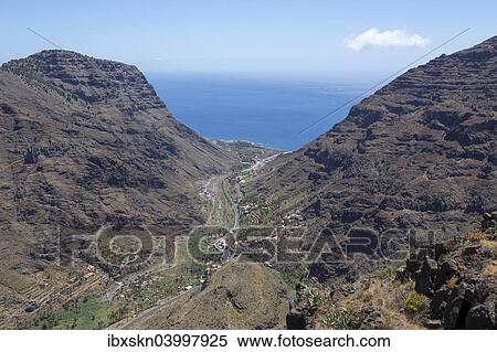 Stock Photography - "View of Valle Gran Rey, La Gomera, Canary Islands, Spain, Europe". Fotosearch