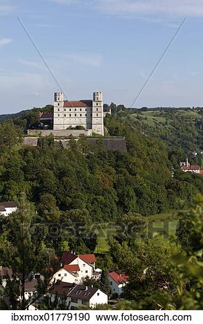 Stock Image - "View of Willibaldsburg castle, Eichstaett, Altmuehltal valley, Upper Bavaria, Bavaria, Germany, Europe". Fotosearch