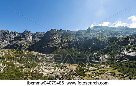 "View on Lake Capitello with surroundings, Restonica mountain valley, Corte, Haute-Corse, Corsica, France, Europe" View Large Photo Image Stock Photograph - "View on Lake Capitello with surroundings, Restonica mountain valley, Corte, Haute-Corse, Corsica, France, Europe". Fotosearch