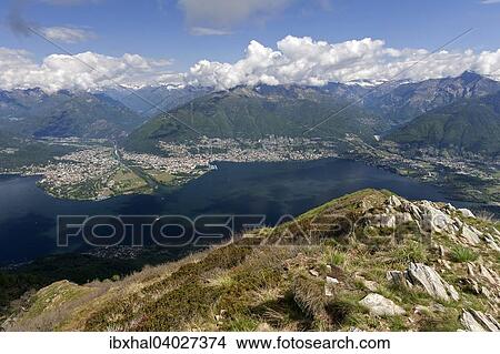 Picture - "View on Monte Gambarogno on Lago Maggiore, Ticino Alps, Ascona and Locarno, Canton of Ticino, Switzerland, Europe". Fotosearch