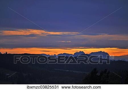"View on Santis mountain, the highest mountain of the Alpstein massif, Eastern Switzerland, seen from Weitnau, Upper Allgaeu, Bavaria, Germany, Europe" View Large Photo Image Stock Image - "View on Santis mountain, the highest mountain of the Alpstein massif, Eastern Switzerland, seen from Weitnau, Upper Allgaeu, Bavaria, Germany, Europe". Fotosearch