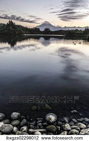 "View over a lake towards Mt. Egmont, Mt. Taranaki, currently an inactive volcano, North Island, New Zealand, Oceania" View Large Photo Image Stock Image - "View over a lake towards Mt. Egmont, Mt. Taranaki, currently an inactive volcano, North Island, New Zealand, Oceania". Fotosearch