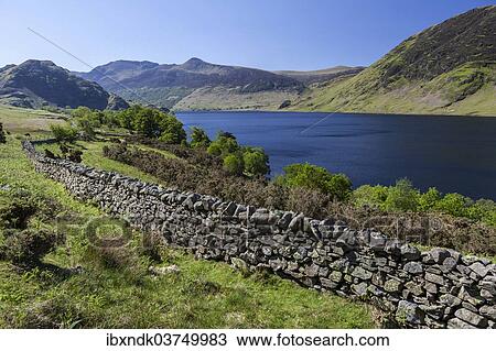 "View over an old English stone wall towards the blue lake of Crummock Water, Lake District National Park, Cumbria, England, United Kingdom, Europe" View Large Photo Image Stock Image - "View over an old English stone wall towards the blue lake of Crummock Water, Lake District National Park, Cumbria, England, United Kingdom, Europe". Fotosearch