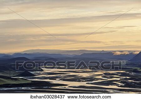"View over the Tungnaa River from Ljotipollur crater lake, Landmannalaugar, Southern Region, Iceland, Europe" View Large Photo Image Stock Photo - "View over the Tungnaa River from Ljotipollur crater lake, Landmannalaugar, Southern Region, Iceland, Europe". Fotosearch