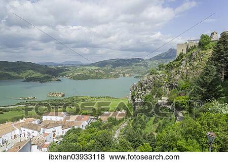 "View over the village on the Embalse de Zahara and the castle, Zahara de la Sierra, Andalucia, Spain, Europe" View Large Photo Image Stock Photo - "View over the village on the Embalse de Zahara and the castle, Zahara de la Sierra, Andalucia, Spain, Europe". Fotosearch