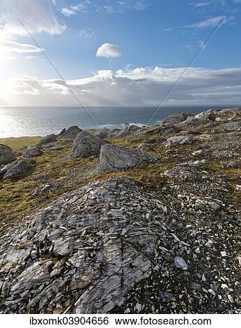 Stock Photograph - "View seen from Alkhornet mountain, Trygghamna bay, Isfjorden fjord, Spitsbergen, Svalbard Islands, Svalbard and Jan Mayen, Norway, Europe". Fotosearch