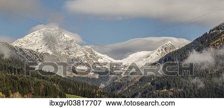Stock Photo - "View towards Grossen Pyhrgas Mountain and Scheiblingstein Mountain, Purgschacher Moor near Ardning, Enns Valley, Styria, Austria, Europe". Fotosearch