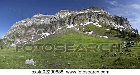 "View towards the Alpstein massif with Saentis Mountain from Schwegalp, Switzerland, Europe" View Large Photo Image Stock Photography - "View towards the Alpstein massif with Saentis Mountain from Schwegalp, Switzerland, Europe". Fotosearch