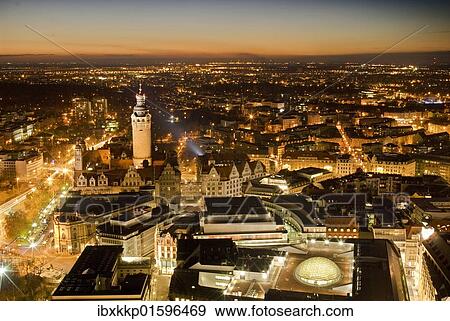 "View towards the new town hall in the evening, Leipzig, Saxony, Germany, Europe" View Large Photo Image Stock Photo - "View towards the new town hall in the evening, Leipzig, Saxony, Germany, Europe". Fotosearch