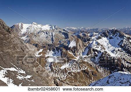 "View while ascending Wilde Kreuzspitze Mountain over the Pfunderer Mountains, Hochfeiler Mountain at the rear, Alto Adige, Italy, Europe" View Large Photo Image Stock Image - "View while ascending Wilde Kreuzspitze Mountain over the Pfunderer Mountains, Hochfeiler Mountain at the rear, Alto Adige, Italy, Europe". Fotosearch