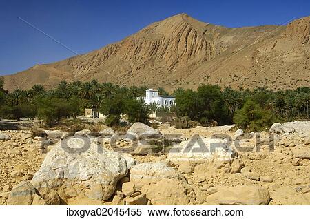 "Villa in an oasis at the foot of a barren mountain at Birkat al Mawz, Sultanate of Oman, Middle East" View Large Photo Image Stock Photography - "Villa in an oasis at the foot of a barren mountain at Birkat al Mawz, Sultanate of Oman, Middle East". Fotosearch
