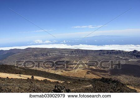 Stock Photo - "Volcanic landscape seen from Mount Teide, Llano de Ucanca plateau, UNESCO World Heritage Site, Teide National Park, Tenerife, Canary Islands, Spain, Europe". Fotosearch